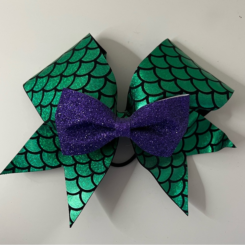 Green and Purple Mermaid Competition Cheer Bow